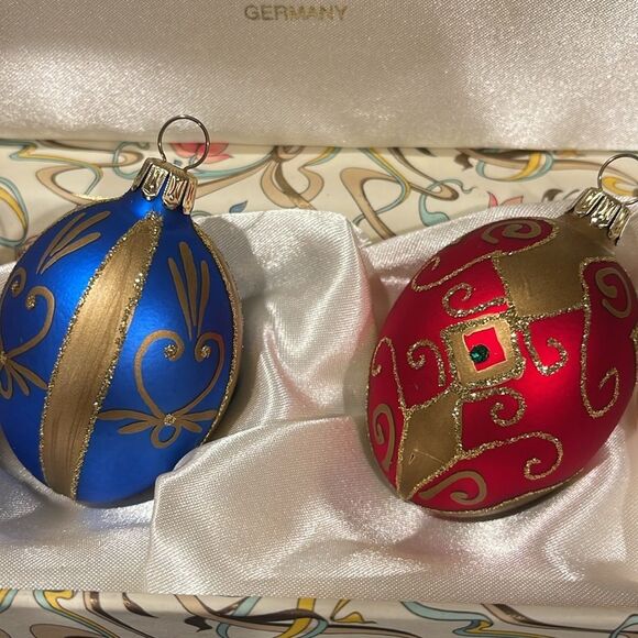 Vintage Germany 4 Oberfrankische Glass Ornaments Eggs - Picture 3 of 4